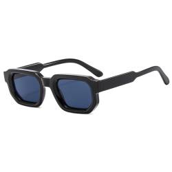 WDZAYXC Vintage Rechteckige Sonnenbrille für Damen Herren Rectangle Sunglasses Retro Brille UV400 Schutz(Schwarz grau) von WDZAYXC