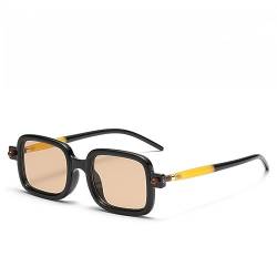 WDZAYXC Vintage Square Sonnenbrille für Damen und Herren,UV 400 Schutz(Schwarz/Champagner) von WDZAYXC