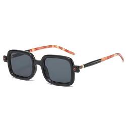 WDZAYXC Vintage Square Sonnenbrille für Damen und Herren,UV 400 Schutz(Schwarz/Grau) von WDZAYXC