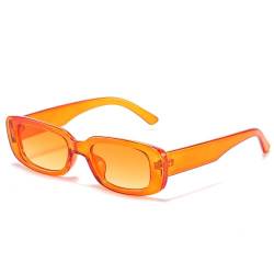 WDZAYXC Vintage rechteckige Sonnenbrille für Damen und Herren, modische Retro-Brille mit quadratischem Rahmen, Brille mit UV400-Schutz(orange) von WDZAYXC