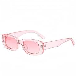 WDZAYXC Vintage rechteckige Sonnenbrille für Damen und Herren, modische Retro-Brille mit quadratischem Rahmen, Brille mit UV400-Schutz(rosa) von WDZAYXC