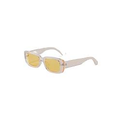 WDZAYXC Vintage rechteckige Sonnenbrille für Damen und Herren, modische Retro-Brille mit quadratischem Rahmen, Brille mit UV400-Schutz(transparent/gleb) von WDZAYXC
