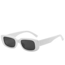 WDZAYXC Vintage rechteckige Sonnenbrille für Damen und Herren, modische Retro-Brille mit quadratischem Rahmen, Brille mit UV400-Schutz(weiß) von WDZAYXC