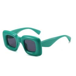 WDZAYXC party Chunky Rectangle Sonnenbrille für Damen Herren, UV400 Schutz(grün) von WDZAYXC