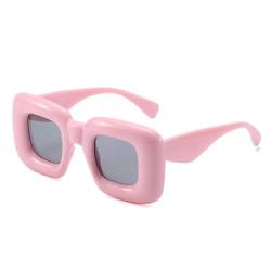 WDZAYXC party Chunky Rectangle Sonnenbrille für Damen Herren, UV400 Schutz(rosa) von WDZAYXC