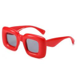 WDZAYXC party Chunky Rectangle Sonnenbrille für Damen Herren, UV400 Schutz(rot) von WDZAYXC