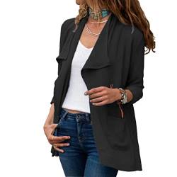 WEAREWE Damen Anzug Mantel Jacken Einfarbig Langarm Windbreaker Casual Cardigan für Business Normal, Schwarz , 48 von WEAREWE