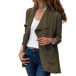 WEAREWE Frauen Anzug Mantel Jacken Einfarbig Lange Ärmel Windbreaker Casual Cardigan für Business Normal, dunkelgrün, 52 von WEAREWE