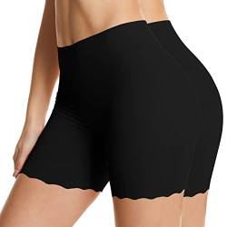 WEASIC Chub Rub Shorts für Damen, Anti-Scheuer-Shorts, Bauchkontrolle, Anti-Scheuer-Shorts, Damen, Hipster, Unterkleid, Shorts, Snag Tights, Schwarz, 2 Stück, 48 von WEASIC