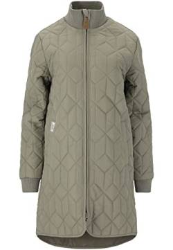 WEATHER REPORT Damen Steppjacke Nokka W Long Quilted Jacket I atmungsaktiver Steppmantel I lange Jacke mit hohen Kragen 3051 Vetiver 44 von WEATHER REPORT