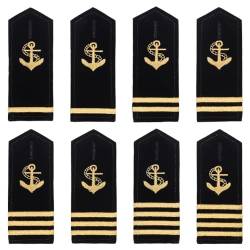 WEBEEDY 4 Paar Professionelle Uniformstangen Schulterklappen Epauletten Goldanker Hartfaserplatte Captain Mate Navy Flotte Admiral Uniform Cosplay Epaulettenschieber von WEBEEDY