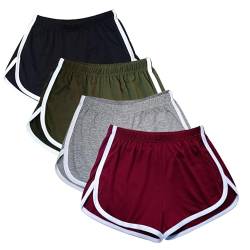 WEBGGER 4er-Pack Damen Baumwolle Yoga Tanz Kurze Hosen Sport Shorts Sommer sportlich Radfahren Wandern Sport Shorts L von WEBGGER