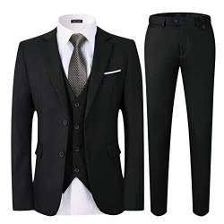 WEEN CHARM Herren anzüge 2-knopf slim fit 3 stück anzug mittel schwarz von WEEN CHARM