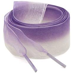WEGOODZF Flache Schnürsenkel für Mädchen, 2,5 cm breit, 2 Paar, 10 x Violett-Weiß, 31 inch (80CM) von WEGOODZF