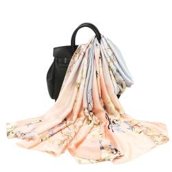 WEIGEER Silk Scarf Women Chiffon Shawl Lotus Scarf White Neckerchief Long Head Wrap Thin Green Scarf Beach Women Hijab Belt Vintage Bridal Shawl Binder Chiffon Scarf (Pink-butterfly) von WEIGEER