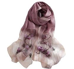 WEIGEER Silk Scarf Women Seidenschals Damen Shawl Satin Natural Pure Hijab Thin Masks Silk Cloth Luxury Binder Senior Handmade Seidentuch Damen Muslin Lotus Beach Scarf Purple 180 * 70CM von WEIGEER