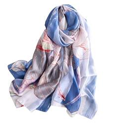 WEIGEER Silk Scarf Women Shawl Blue Scarf Stain Neckerchief Head Wraps Thin Scarf Ladies Beach Shawl Vintage Painting Bridal Belt Chiffon Scarf Muslim von WEIGEER