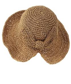 WEIGEER Straw Hat Women Beach Sun Hat Foldable Wide Brim Floppy Summer Hat for Women Strohhut für Damen Weißer Strand-Sonnenhut Faltbar (Coffee) von WEIGEER
