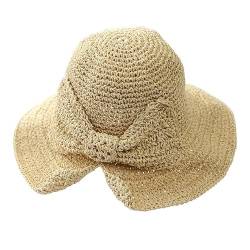WEIGEER Straw Hat Women Beach Sun Hat Foldable Wide Brim Floppy Summer Hat for Women Strohhut für Damen Weißer Strand-Sonnenhut Faltbar (White) von WEIGEER