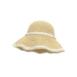 WEIGEER Straw Hat Women Beach Sun Hat Foldable Wide Brim Floppy Summer Hat for Women Strohhut für Damen Weißer Strand-Sonnenhut Faltbar Sun Helmet von WEIGEER