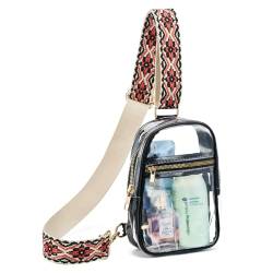 Transparente Schultertasche für Damen, Bauchtasche, Geldbörse, Stadion-zugelassen, kleine transparente Crossbody-Brusttaschen für Konzerte, Farbe: 26 von WEIMZC