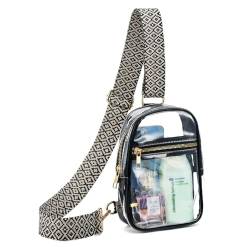 Transparente Schultertasche für Damen, Bauchtasche, Geldbörse, Stadion-zugelassen, kleine transparente Crossbody-Brusttaschen für Konzerte, Farbe: 38 von WEIMZC