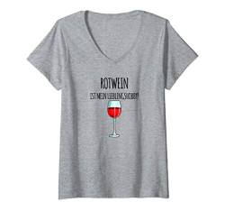 Damen Rotwein ist mein Lieblingshobby Lustiges Wein Geschenk Damen T-Shirt mit V-Ausschnitt von WEIN REIN SCHÜTT