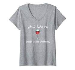 Damen Weinlaune Wein Geschenk Damen, mit Lustigen Spruch, Aufdruck T-Shirt mit V-Ausschnitt von WEIN REIN SCHÜTT