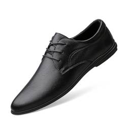 WEISIDA Frühling und Sommer Herren Skateschuhe Herrenschuhe Trendige Schuhe aus echtem Leder lässige Lederschuhe Herren Low Top Freizeitschuhe (Color : Black, Size : 41 EU) von WEISIDA