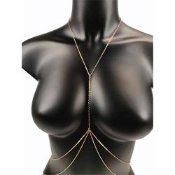 Körperschmuck Sexy Brustkette Bikini Bauchketten für Frauen Kreuz Taille Ketten Weiblicher Körperanzug Mädchen Strand (Farbe: Silber, Größe: Einheitsgröße) (Gold Einheitsgröße) von WEISSBIER