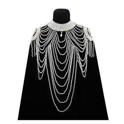 Quasten-Design, handgefertigte Perlen-Schulterkette, Perlen-Körperkette für Damen, Schmuck, Hochzeitskleid-Accessoire (DA) von WEISSBIER