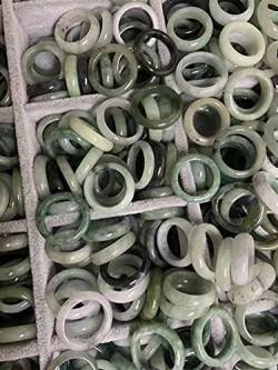 Natürlicher Jade-Ring für Männer und Frauen, klassischer Jade-Schmuck, Charm-Amulett, Jade-Ring, Party, Großhandel (Edelsteinfarbe: zufällige Farbe, Metallfarbe: Durchmesser 19–20 mm) (Durchmesser 17– von WEISSBIGR