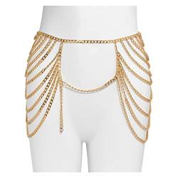 Oben Brust Taille Körperkette Sexy Sommer Strand Handgefertigte Metallkette Bikini Körperschmuck (Metal Color: 3, Size : One) von WEISSBIGR