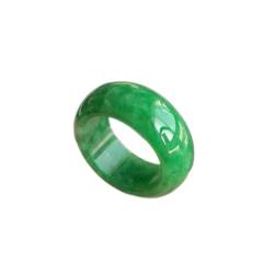 WEISSBIGR Natürlicher grüner Jade-Ring, Jadeit-Amulett, modischer chinesischer Charm-Schmuck, handgeschnitztes Kunsthandwerk, Glücksgeschenke für Damen und Herren (Ringgröße: 9) (8) von WEISSBIGR