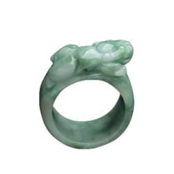 WEISSBIGR Natürlicher hellgrüner Jadeit-Jade-Ring, Finger, 3D-geschnitzt, Geschenk für Schmuck (Edelsteinfarbe: KEIN Zertifikat, Ringgröße: 7,5) (Grün, Zertifikat hinzufügen) von WEISSBIGR