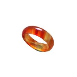 WEISSBIGR Ringe aus natürlichem Achat, roter Jade, Jadeit-Schmuck, Edelstein-Bandring, Jadesteine für Damen und Herren, Ringe (Gem Color: One Piece, Ring Size: 6) von WEISSBIGR