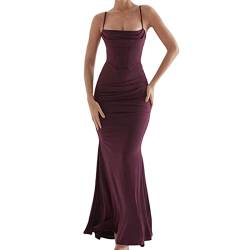 Frauen Schlinge, figurbetontes Kleid, Abendparty, Sommerkleidung, Spaghettiträger, rückenfrei, schlankes langes Kleid, sexy Club-Streetwear-a, S von WEITING