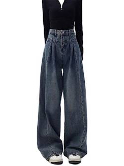 WEITING 2023 Frauen Streetwear Vintage Jeans Denim Hose Koreanische Mode Jeans Frau Hohe Taille Oversize Design Weibliche Hose Y2k von WEITING