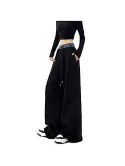 WEITING 2023 frühling Herbst Elastische Taille Kordelzug Breite Bein Jogginghose Frauen Hosen Kaffee Farbe Samt Sport Hosen Weibliche Lose von WEITING