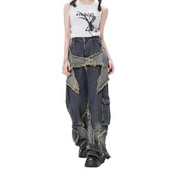 WEITING Amerikanischen Stil Retro High Street Jeans Frauen Frühling Sommer Neue Lose Breite Bein Hosen Trendy Punk Casual Stern Quaste Hosen von WEITING