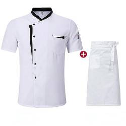 WEITING Unisex Restaurant Küchenchef Uniform Shirt Kurz-/Langarm Kochjacke Arbeitskleidung-Jackenschürze_b-XL von WEITING