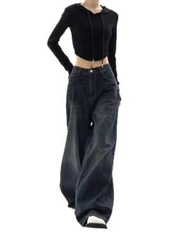 WEITING Vintage Damen Jeans mit weitem Bein, Harajuku, Baggy-Denim-Hose, übergroß, Grunge, Streetwear, Y2k-Herbsthose, koreanische Mode, Foto, XXL von WEITING