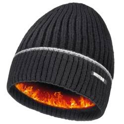 WEITOO Unisex-Winter Beanie Mütze Thermo Strickmütze Laufmützen für Herren und Damen Wintermütze，Geschenke für Männer Frau (Black - 2) von WEITOO