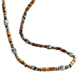 WEIYIing Männer Perlen Choker Halskette Tigerauge Stein mit Hämatit-Tribal Schmuck Surfer Halskette für Herren von WEIYIing