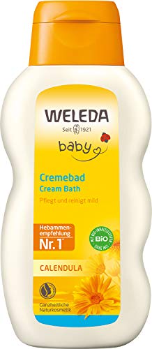 WELEDA Bio Baby Calendula Cremebad - veganer Naturkosmetik Badezusatz mit Mandelöl & Sesamöl pflegt die Haut & schützt sie vor dem Austrocknen. Baby Bad ohne Tenside für Babys & Kinder (1x 200ml) von WELEDA