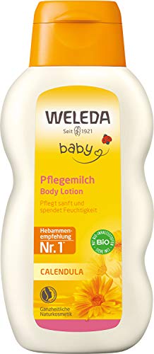 WELEDA Bio Baby Calendula Pflegemilch - Naturkosmetik Bodylotion mit Mandelöl & Bienenwachs zur Pflege & Reinigung von trockener Baby Haut. Milde Hautpflege Lotion für Babys und Kinder (1x 200ml) von WELEDA
