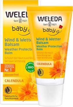 WELEDA Bio Baby Calendula Wind & Wetter Balsam - Naturkosmetik Gesichtscreme & Handcreme mit Mandelöl & Sesamöl zum Schutz empfindlicher & trockener Baby Haut vor rauer Witterung & Kälte (1x 30 ml) von WELEDA