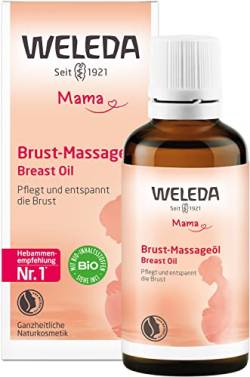 WELEDA Bio Brust Massageöl, pflegendes Naturkosmetik Brustöl gegen Spannungsgefühle in der Schwangerschaft und beim Stillen, Stillöl zur Förderung der Durchblutung der Haut (1 x 50 ml) von WELEDA