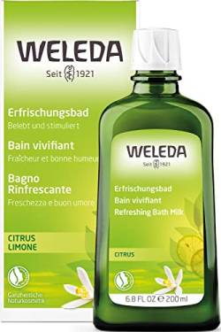 WELEDA Bio Citrus Erfrischungsbad, Naturkosmetik Bio Badezusatz erfrischt und entspannt Körper und Geist mit ätherischen Citrusölen, Bade Essenz mit angenehmem Zitrus Duft (1 x 200 ml) von WELEDA
