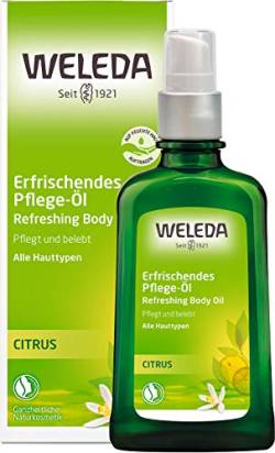 WELEDA Bio Citrus Körperöl - ätherisches Naturkosmetik Hautpflege Massageöl / Pflegeöl mit Zitronenöl & Mandeöl zur Pflege & zum Schutz vor trockener Haut erfrischendem Zitrone Duft (vegan / 100ml) von WELEDA